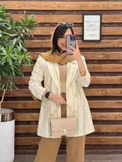 کت لنین راه راه سنجاق دار کد 2614 در فروشگاه آنلاین ونوس مد