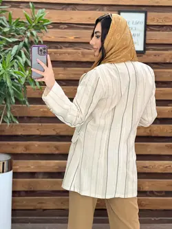 کت لنین راه راه سنجاق دار کد 2614 در فروشگاه آنلاین ونوس مد