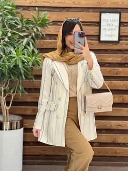 کت لنین راه راه سنجاق دار کد 2614 در فروشگاه آنلاین ونوس مد