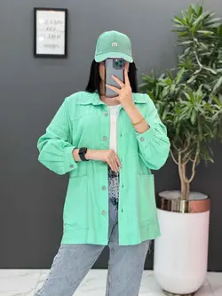 مانتو کتان پشت چاپ دو جیب کد 2621 موجود در فروشگاه ونوس مد