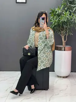 خرید اینترنتی مانتو ژاکارد کتی آستین دوبل کد 2620 در ونوس مد