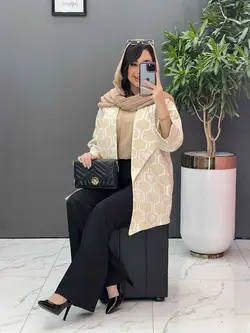 خرید اینترنتی مانتو ژاکارد کتی آستین دوبل کد 2620 در ونوس مد