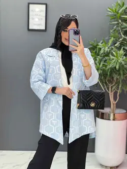 خرید اینترنتی مانتو ژاکارد کتی آستین دوبل کد 2620 در ونوس مد