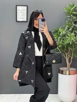 خرید اینترنتی مانتو ژاکارد کتی آستین دوبل کد 2620 در ونوس مد