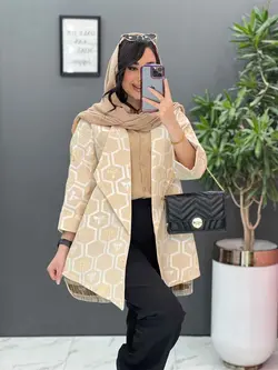 خرید اینترنتی مانتو ژاکارد کتی آستین دوبل کد 2620 در ونوس مد