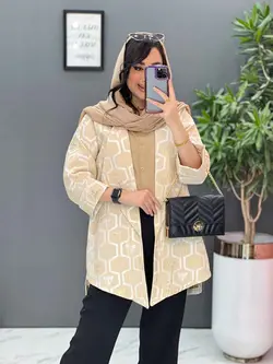 خرید اینترنتی مانتو ژاکارد کتی آستین دوبل کد 2620 در ونوس مد