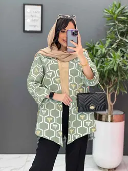 خرید اینترنتی مانتو ژاکارد کتی آستین دوبل کد 2620 در ونوس مد