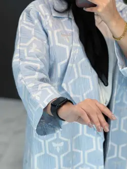 خرید اینترنتی مانتو ژاکارد کتی آستین دوبل کد 2620 در ونوس مد