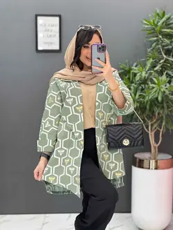 خرید اینترنتی مانتو ژاکارد کتی آستین دوبل کد 2620 در ونوس مد