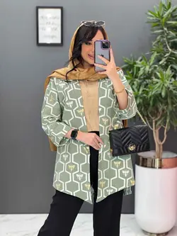 خرید اینترنتی مانتو ژاکارد کتی آستین دوبل کد 2620 در ونوس مد