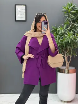 مانتو لنین یقه انگلیسی کمردار کد 2638 درفروشگاه بزرگ ونوس مد