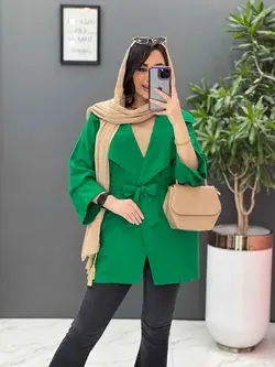 مانتو لنین یقه انگلیسی کمردار کد 2638 درفروشگاه بزرگ ونوس مد