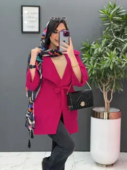 مانتو لنین یقه انگلیسی کمردار کد 2638 درفروشگاه بزرگ ونوس مد