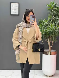 مانتو لنین یقه انگلیسی کمردار کد 2638 درفروشگاه بزرگ ونوس مد