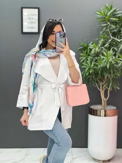 مانتو لنین یقه انگلیسی کمردار کد 2638 درفروشگاه بزرگ ونوس مد