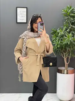 مانتو لنین یقه انگلیسی کمردار کد 2638 درفروشگاه بزرگ ونوس مد