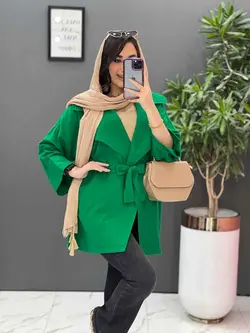 مانتو لنین یقه انگلیسی کمردار کد 2638 درفروشگاه بزرگ ونوس مد