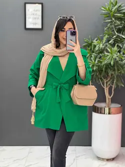 مانتو لنین یقه انگلیسی کمردار کد 2638 درفروشگاه بزرگ ونوس مد