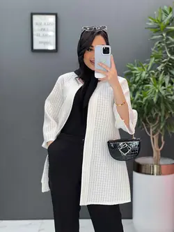 مانتو ژاکارد حصیری یقه گرد کد 2645 در فروشگاه بزرگ ونوس مد