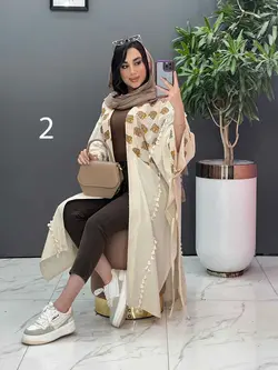 خرید اینترنتی مانتو لنین نچرال بلند طرح دوزی شده ونوس مد