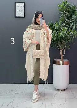 خرید اینترنتی مانتو لنین نچرال بلند طرح دوزی شده ونوس مد