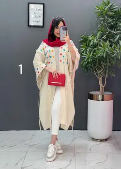 خرید اینترنتی مانتو لنین نچرال بلند طرح دوزی شده ونوس مد