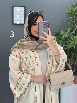 خرید اینترنتی مانتو لنین نچرال بلند طرح دوزی شده ونوس مد