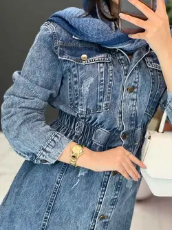 خرید اینترنتی مانتو جین کمر کش دخترانه مجموعه پوشاک ونوس مد