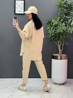 ست مانتو شلوار لنین کمربند Dior کد 2687 در فروشگاه ونوس مد