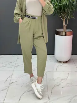 ست مانتو شلوار لنین کمربند Dior کد 2687 در فروشگاه ونوس مد