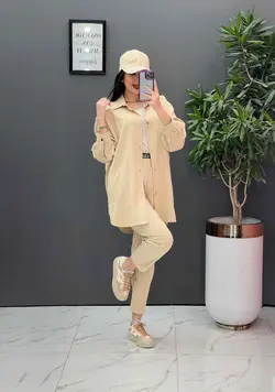 ست مانتو شلوار لنین کمربند Dior کد 2687 در فروشگاه ونوس مد