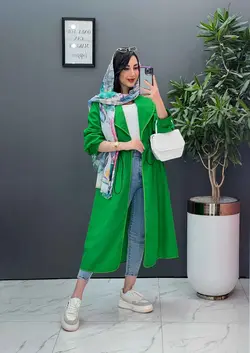 مانتو نازلی بلند کمرگت دار کد 2685 شیک و خاص در ونوس مد