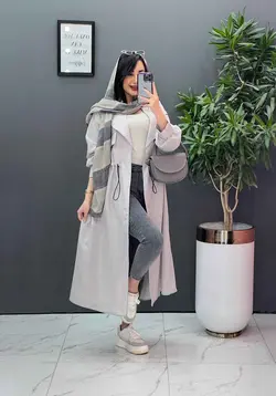 مانتو نازلی بلند کمرگت دار کد 2685 شیک و خاص در ونوس مد