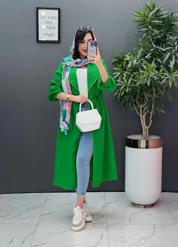 مانتو نازلی بلند کمرگت دار کد 2685 شیک و خاص در ونوس مد