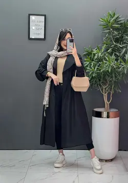 مانتو نازلی بلند کمرگت دار کد 2685 شیک و خاص در ونوس مد