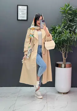 مانتو نازلی بلند کمرگت دار کد 2685 شیک و خاص در ونوس مد