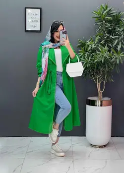 مانتو نازلی بلند کمرگت دار کد 2685 شیک و خاص در ونوس مد