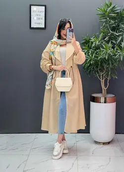 مانتو نازلی بلند کمرگت دار کد 2685 شیک و خاص در ونوس مد