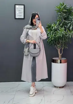 مانتو نازلی بلند کمرگت دار کد 2685 شیک و خاص در ونوس مد