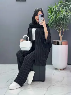 خرید اینترنتی ست مانتو و شلوار راه راه کد 2706 در ونوس مد