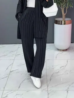 خرید اینترنتی ست مانتو و شلوار راه راه کد 2706 در ونوس مد