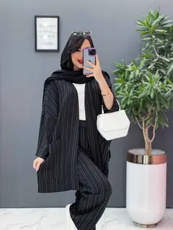 خرید اینترنتی ست مانتو و شلوار راه راه کد 2706 در ونوس مد