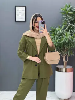 خرید آنلاین مانتو شلوار ست لنین دو دکمه کد2719 پوشاک ونوس مد