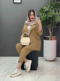 خرید آنلاین مانتو شلوار ست لنین دو دکمه کد2719 پوشاک ونوس مد