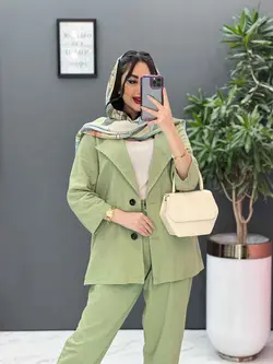 خرید آنلاین مانتو شلوار ست لنین دو دکمه کد2719 پوشاک ونوس مد