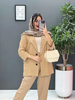 خرید آنلاین مانتو شلوار ست لنین دو دکمه کد2719 پوشاک ونوس مد