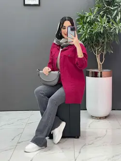 مانتو شومیزی جلودکمه جیب نما کد 2761 در فروشگاه  ونوس مد