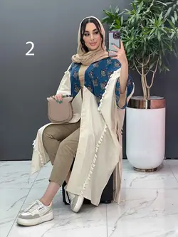 خرید اینترنتی مانتو لنین نچرال بلند طرح دوزی شده ونوس مد