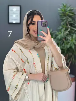 خرید اینترنتی مانتو لنین نچرال بلند طرح دوزی شده ونوس مد