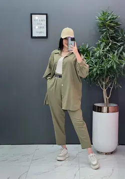 ست مانتو شلوار لنین کمربند Dior کد 2800 در فروشگاه ونوس مد